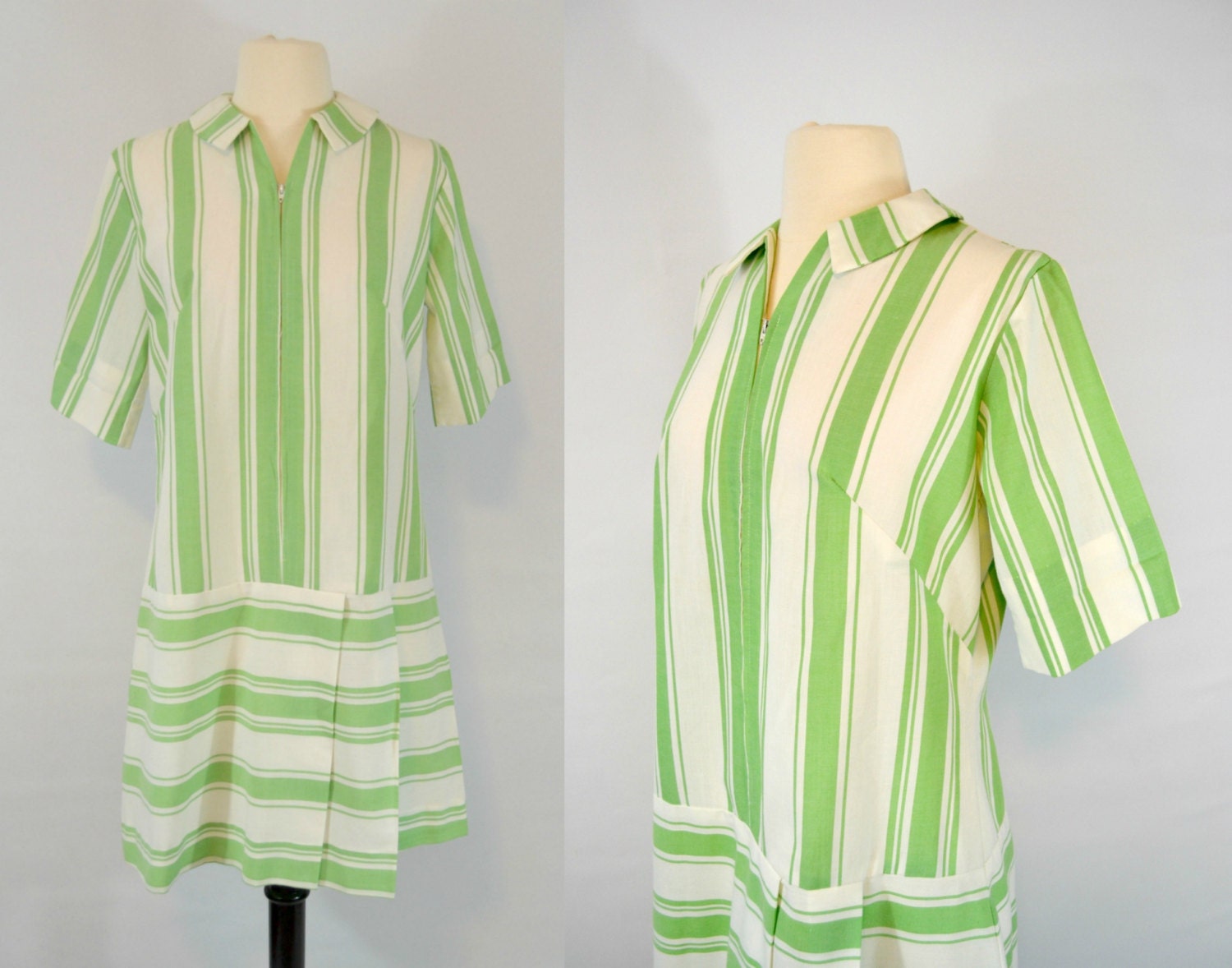 1960s MOD Mint Green and White Stripe Romper by Rawson Square | Etsy