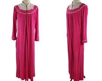 1980s Pink Velour House Coat/Robe by Heathers Collection