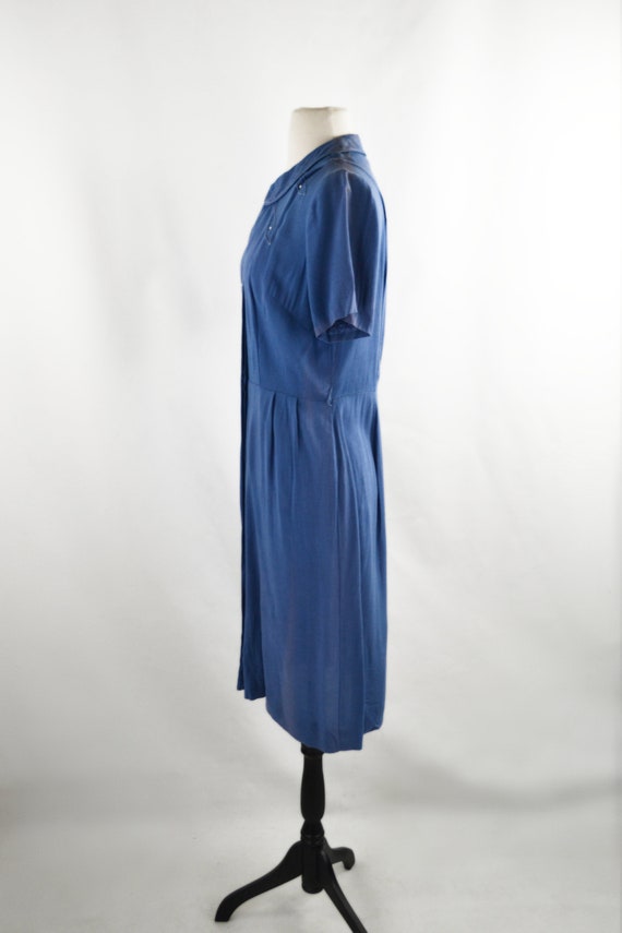 1950s Blue Linen Day Dress by Fashioned by Lampl,… - image 3