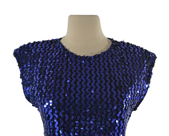 1980s Blue Sequin Sleeveless Blouse by Glenrob - image 7