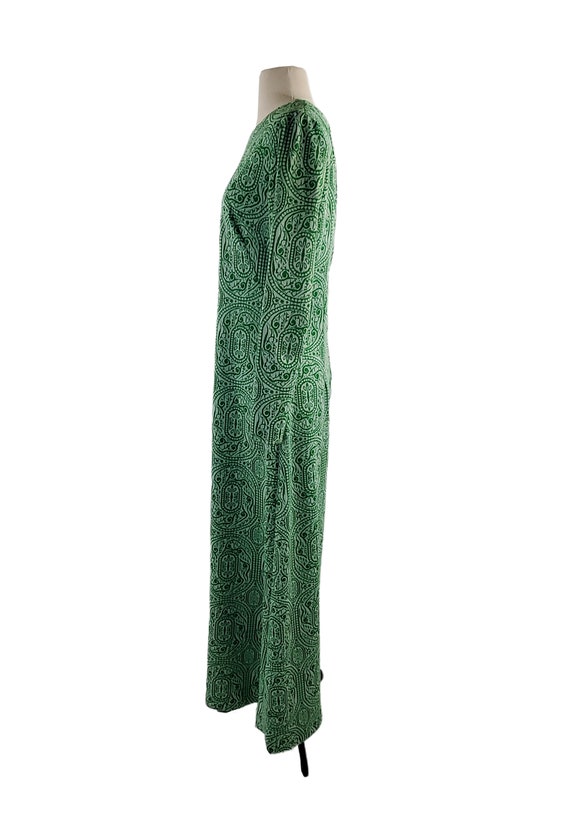 1970s Green and White Tapestry Style Maxi Dress - image 4