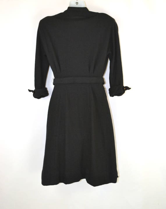 1950s Black Three Quarter Sleeve Shirtwaist Cockt… - image 3