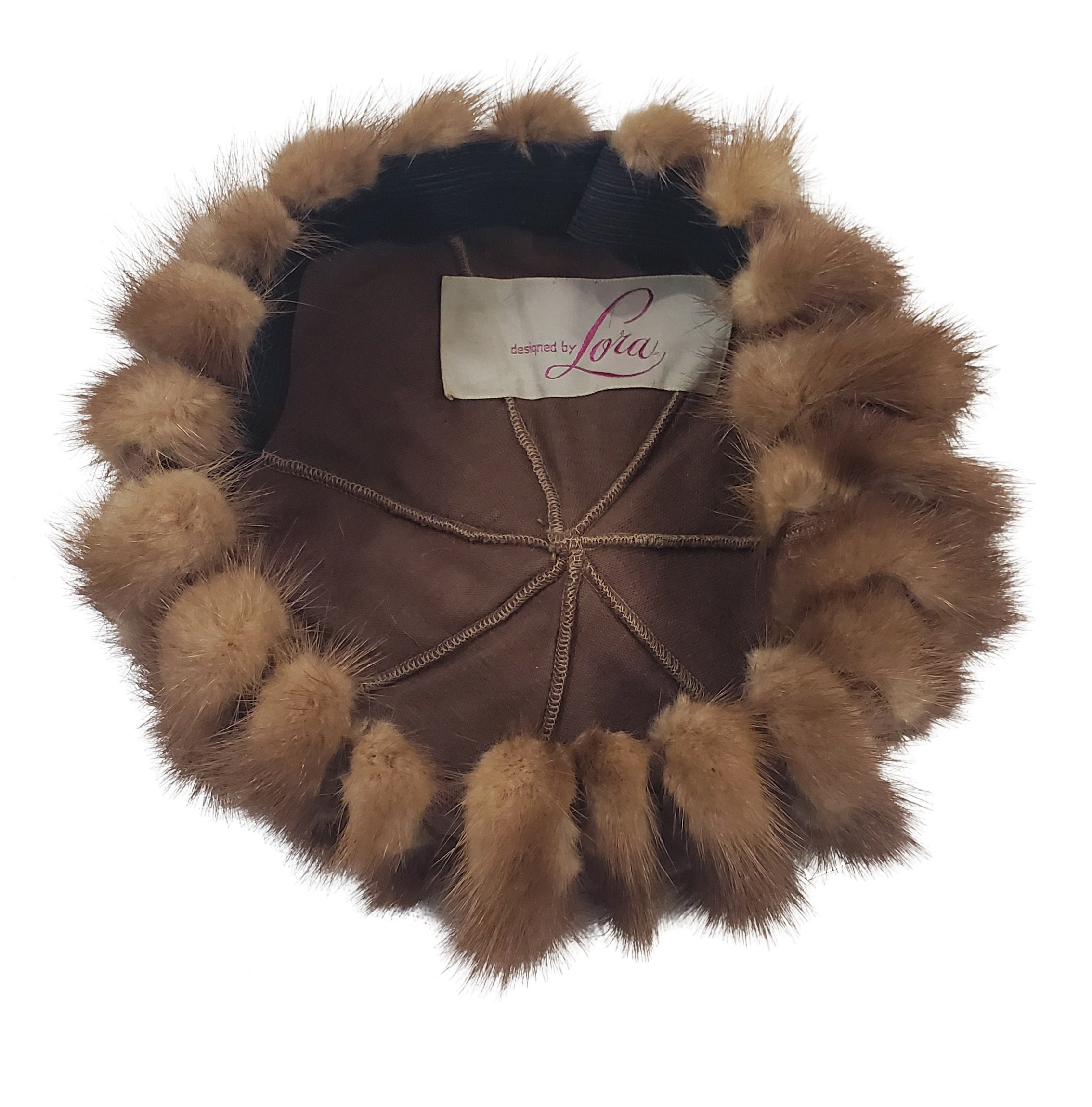 Vintage Mlle Arlette New York Real Fur Pillbox Hat Two Tone Brown Cream with Box $_32.JPG?set_id=880000500F main image 2