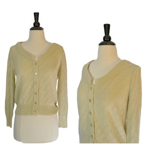 1960s Basic Cream Cardigan Sweater by Sears Jr Bazaar, XSmall image 1