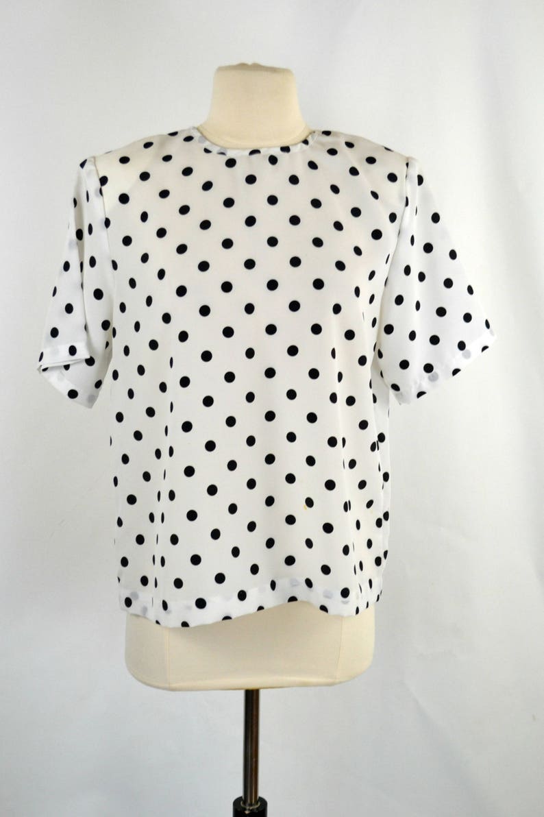 1980s White and Black Polka Dot Blouse by Impressions of - Etsy