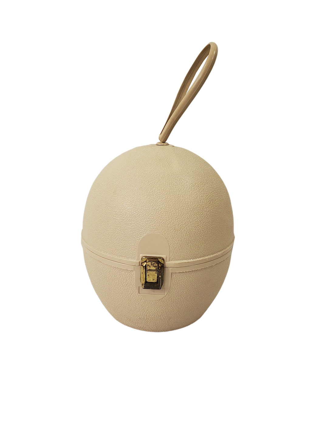 1960s Beige Egg Shaped Wig Travel Case, Hat Box Etsy