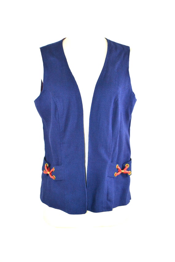 1970s Blue Chambray 2 Piece Vest and Pant Set, Di… - image 2