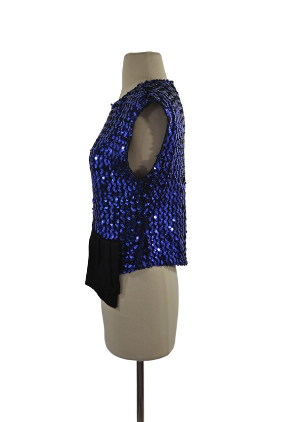 1980s Blue Sequin Sleeveless Blouse by Glenrob - image 6