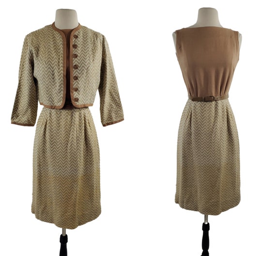 60's Green and Cream Sleeveless Dress by Darothy Tulsa main image 1