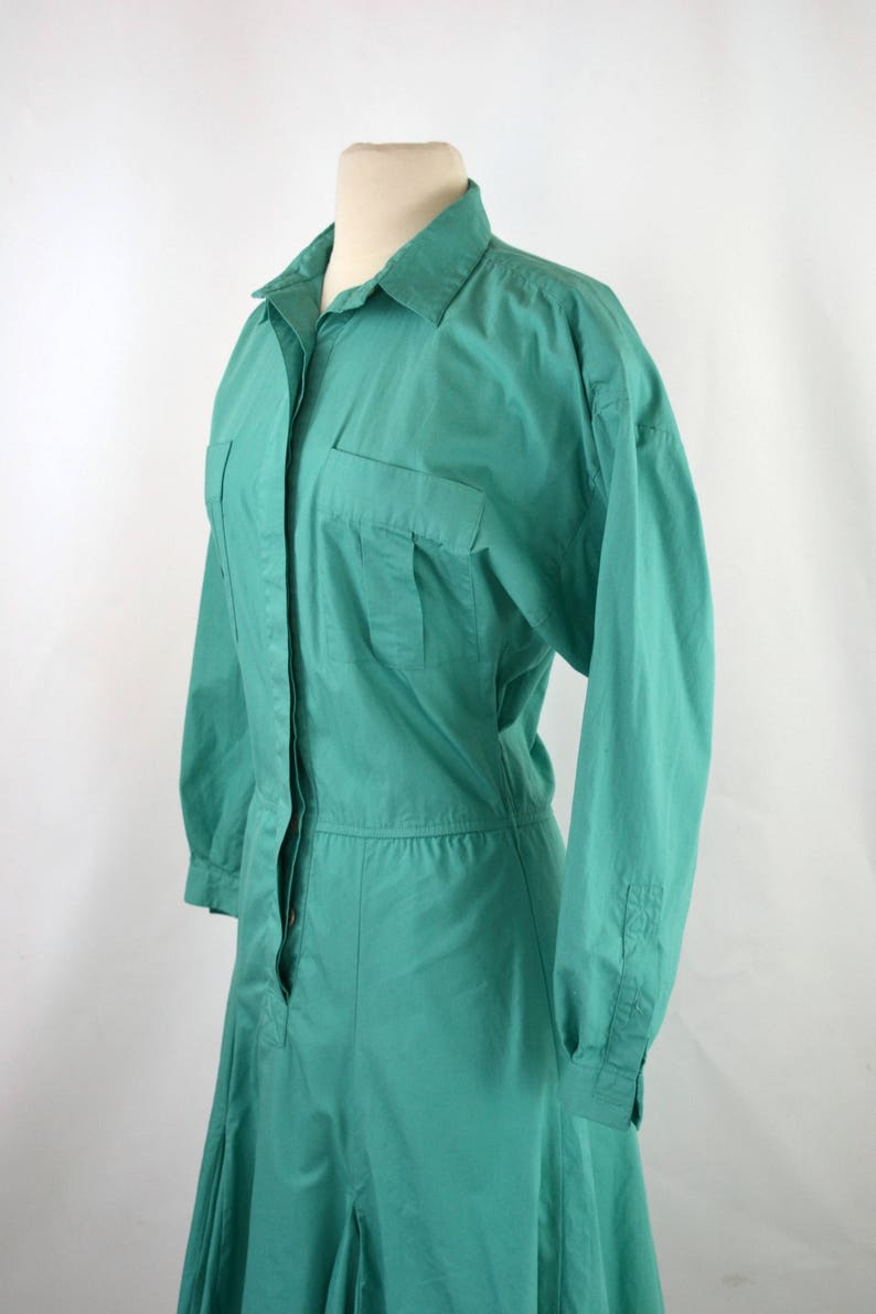 1980s Blue Green Teal Long Sleeve Shirtwaist Dress by Avon - Etsy