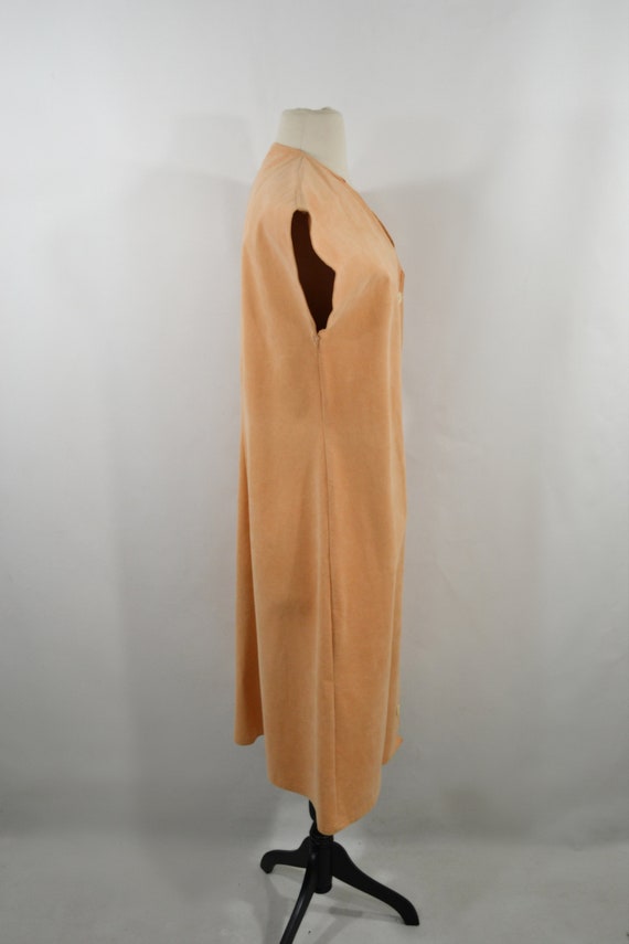 1970s Peach Suede Short Sleeve Shift Dress - image 6