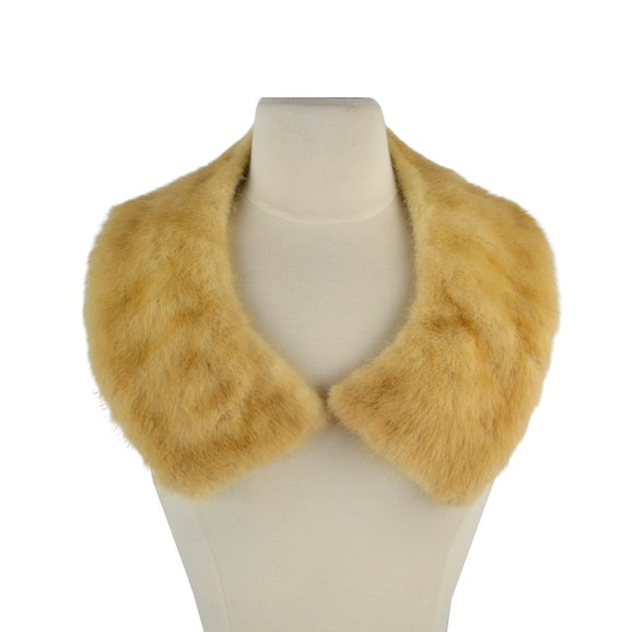 Vintage Honey Blonde Mink Fur Collar with Satin Ba