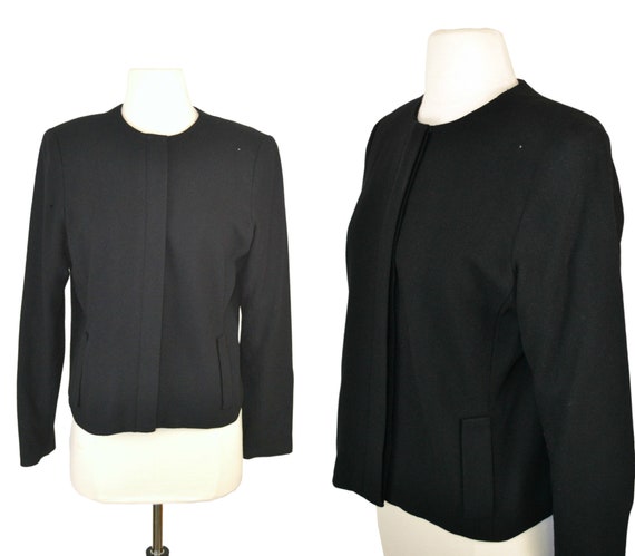 1960s Black Felted Wool Jacket by Piat LTD, Simpl… - image 1