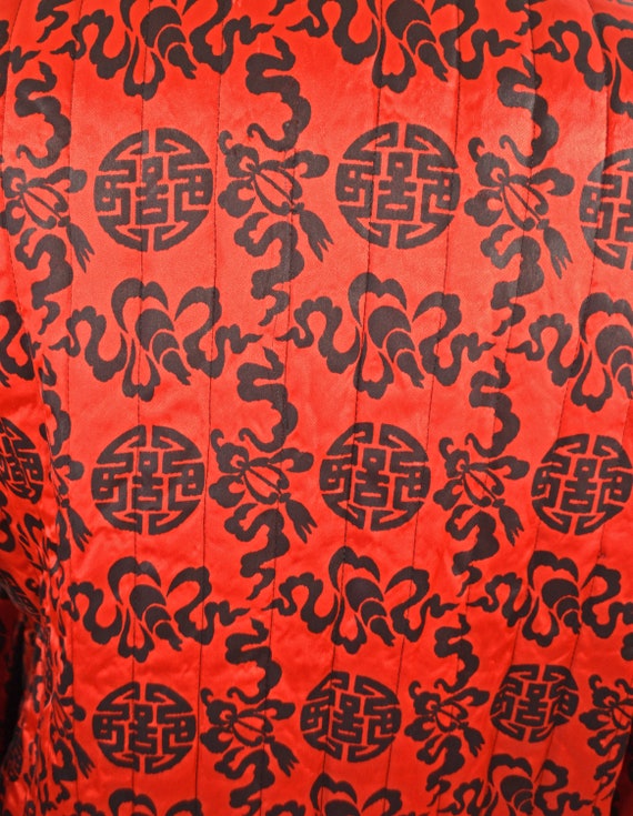 1970s/1980s Red and Black Asian Inspired Quilted … - image 8