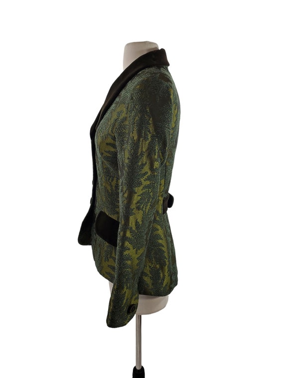 Vintage Green Leaf Brocade Fitted Blazer by Party… - image 6