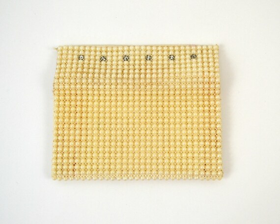 Vintage Small Ivory Bead Clutch, Evening Bag, Wed… - image 4