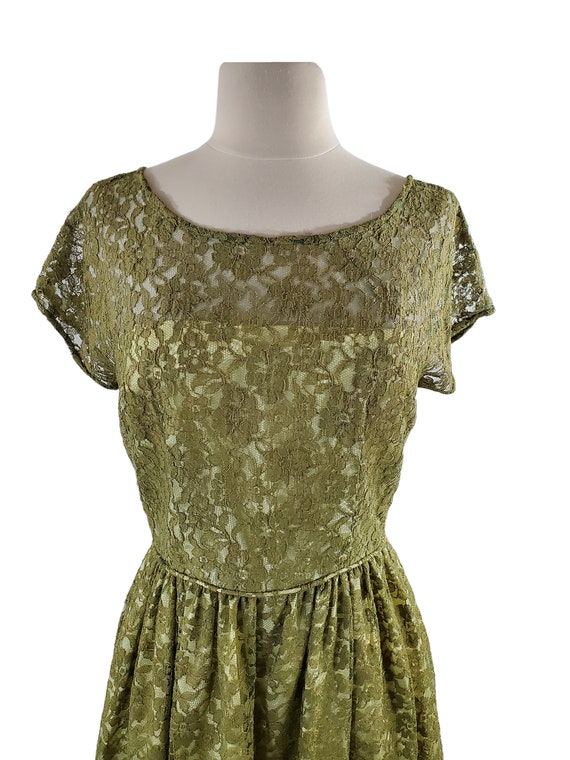 1950s Green Lace Overlay Party Dress, Lace Overla… - image 7