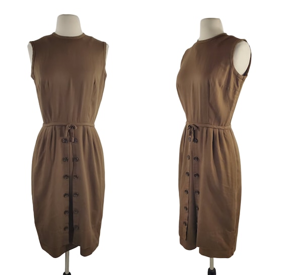 1960s Brown Sleeveless Sheath Dress by Alison Ayr… - image 1