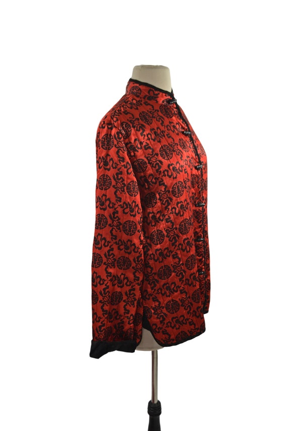 1970s/1980s Red and Black Asian Inspired Quilted … - image 4