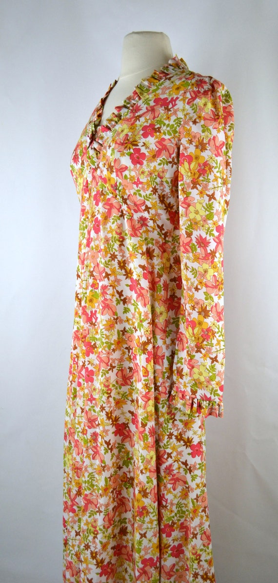 1970s Floral Print Maxi Dress, Long Sleeve Dress,… - image 3