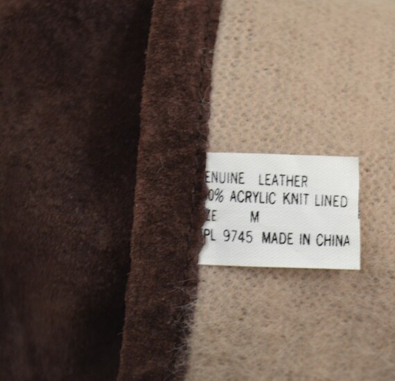 Vintage NOS Brown Genuine Leather Winter Gloves b… - image 7