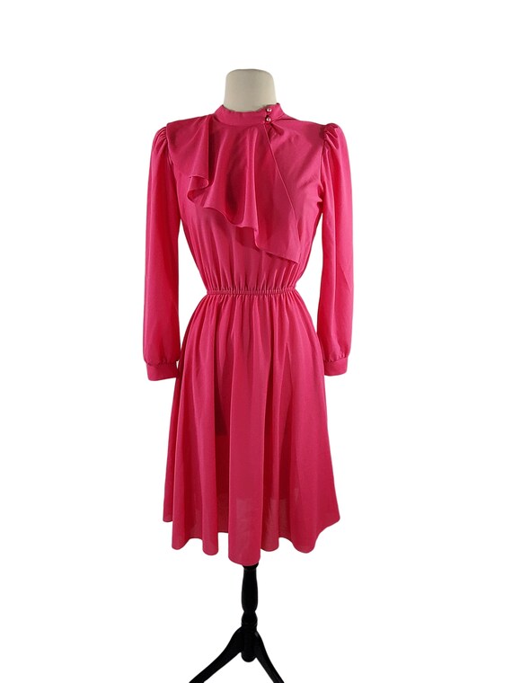 1980s Dark Pink Sheer Secretary Dress by S.L. Pet… - image 2