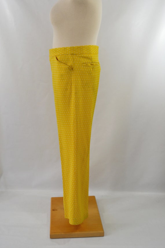 1970s Bright Yellow and White Polka Dot Knit Pant… - image 4