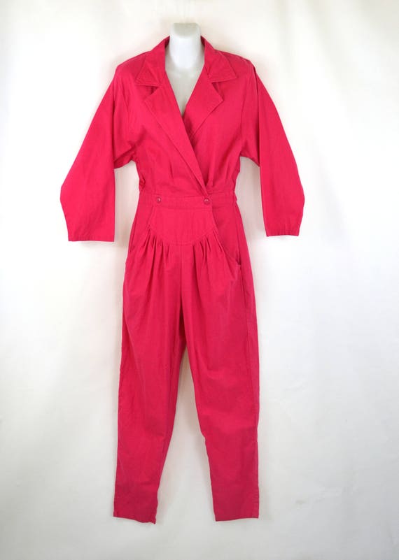 1980s Hot Dark Pink Jumpsuit/Coveralls by Mizz Liz