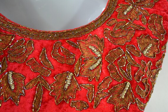 Vintage Lipstick Red Bollywood Empire Waist Dress - image 7