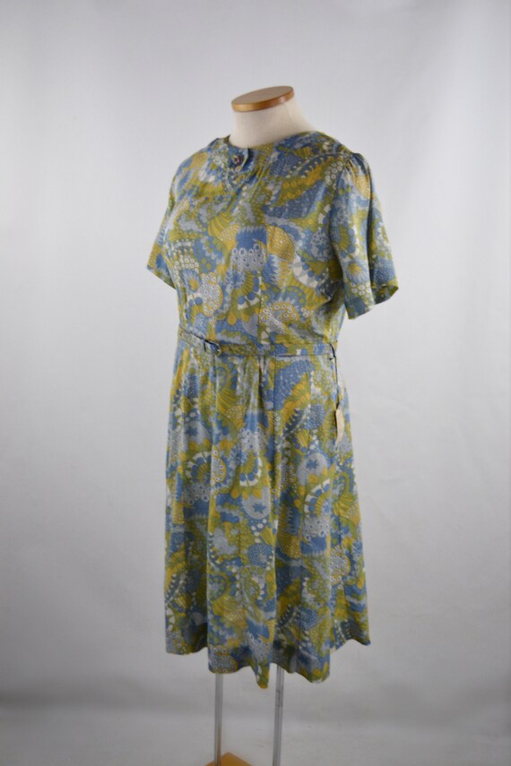 1950s NOS Blue, Green, Yellow and White Floral Pr… - image 3