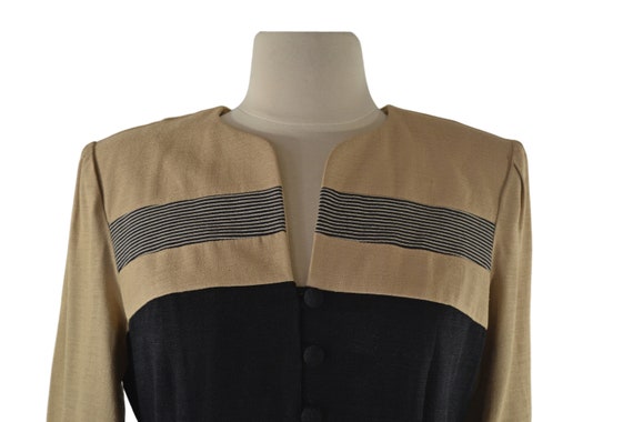 1980s/1990s Black and Tan Color Block New Wave Sh… - image 7