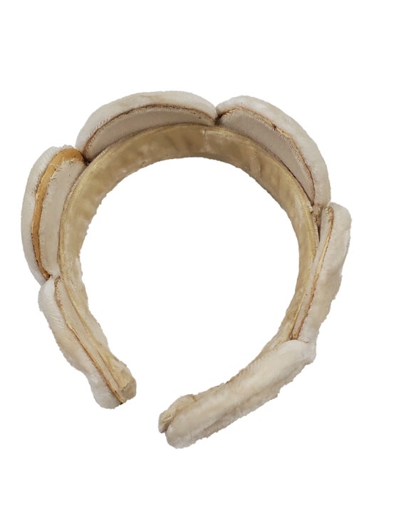 1950s/1960s Cream Velvet Spiral Design Headband F… - image 6