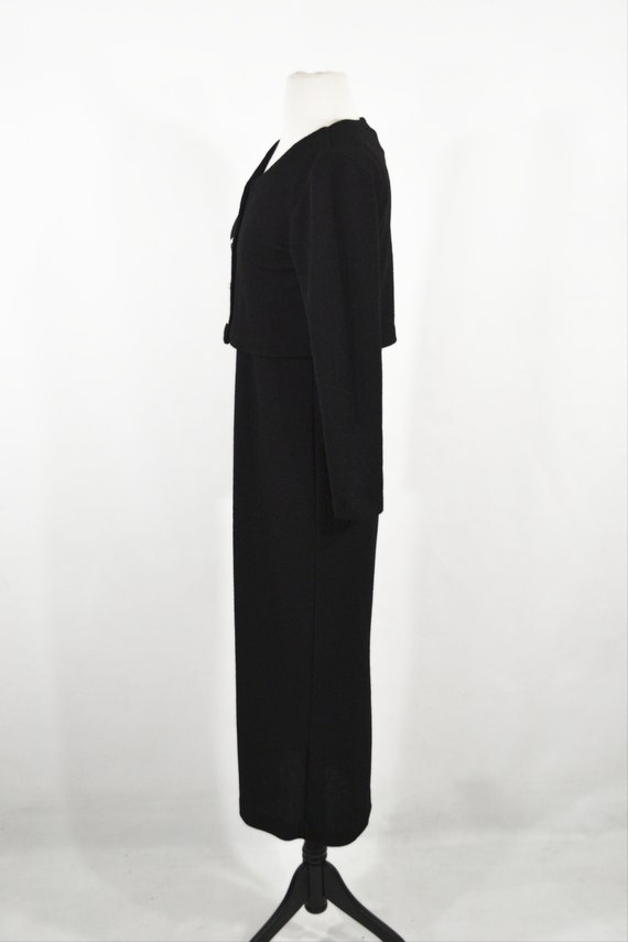 1990s Black Two Piece Dress and Jacket Set by Chr… - image 7