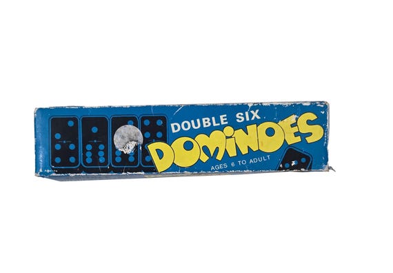 BOITE DOMINOS BOIS & DOMINOS ANCIENS en BOIS LOUPE COLLECTION JEU