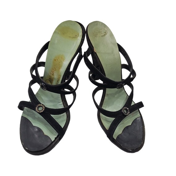 1950s/1960s Black Strappy Sandal Stilettos Shoes by D… - Gem