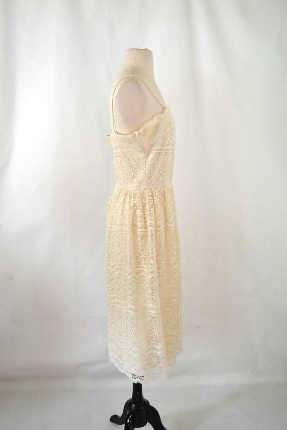 1970s Ivory Lace Overlay Spaghetti Strap Sundress… - image 6