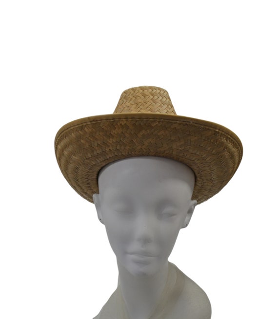 1970s Natural Straw Cowboy Hat, Made in Mexico, Size 6 3/4  display picture 1