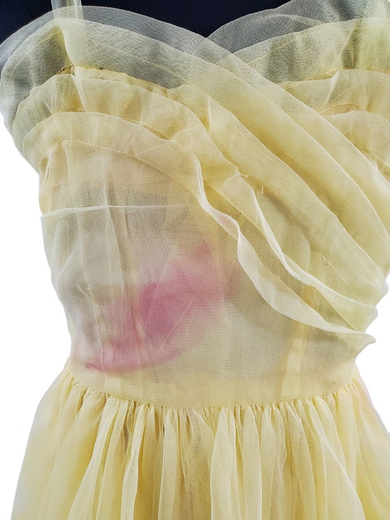 1950s/1960s Girls Yellow Sleeveless Frothy Tulle … - image 7