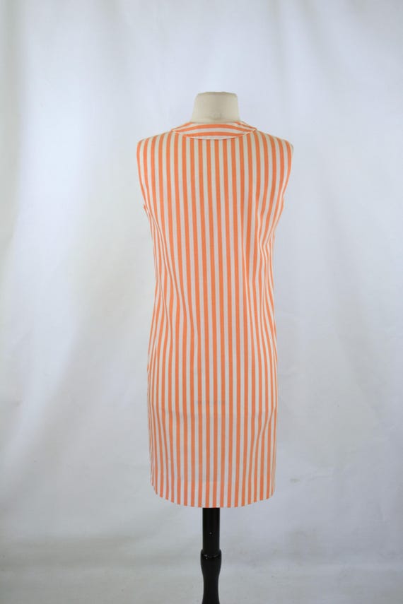 1960s Orange and White Vertical Stripe Shift Dres… - image 5