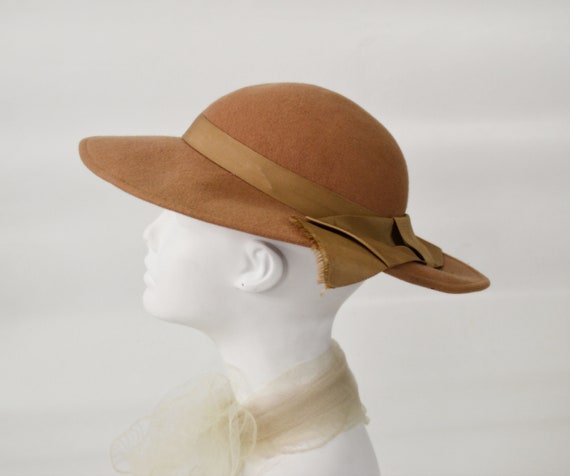 1960s Wool Fedora Hat, Camel Brown Brim, Geo. W. Bollman  display picture 1