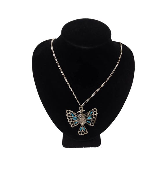 Vintage サンダーバードモチーフ　ネックレス Vintage Faux Turquoise Thunderbird Pendant Necklace - Etsy