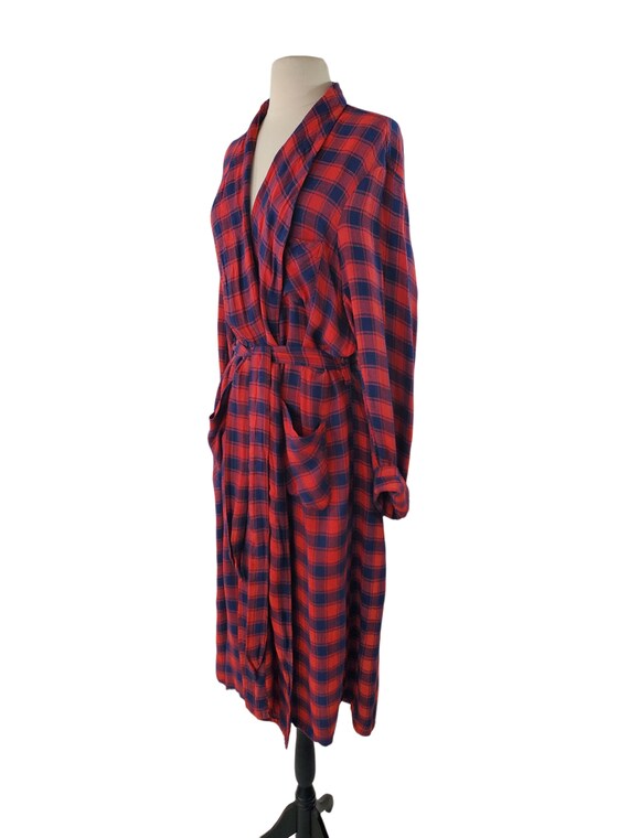 1950s/1960s Red and Blue Plaid Unisex Robe - image 3