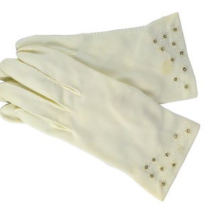 1950s/1960s White Rhinestone Studded Wrist Length Gloves, Dinner, Driving Gloves