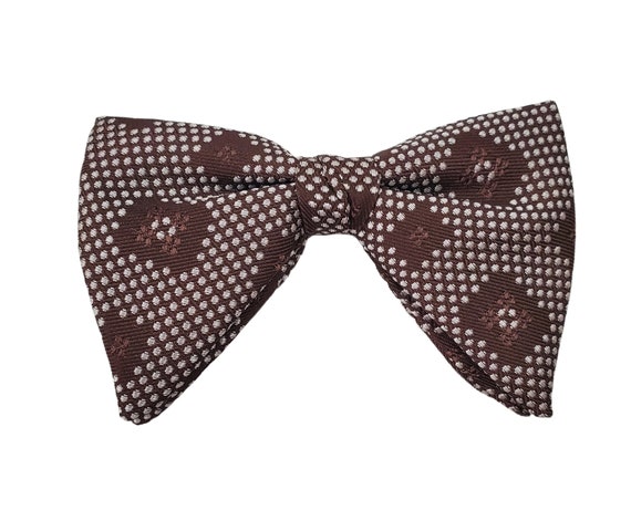 1970s Brown and White Square Geometric Bow Tie by… - image 1