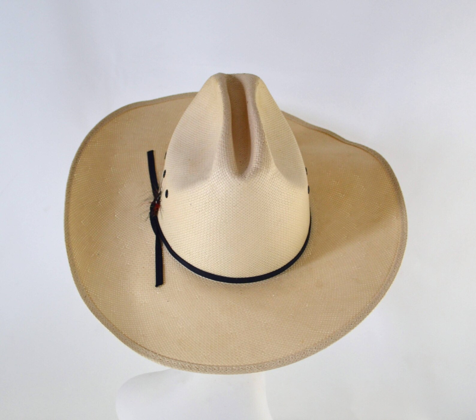 1980s Ivory Feathered Ridge Top Cowboy Hat by Eddy Bros Size Etsy