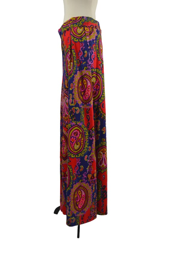 1970s Red and Purple Paisley Psychedelic Maxi Ski… - image 4