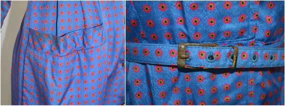 1950s Blue with Small Red, Yellow and Black Flowe… - image 10