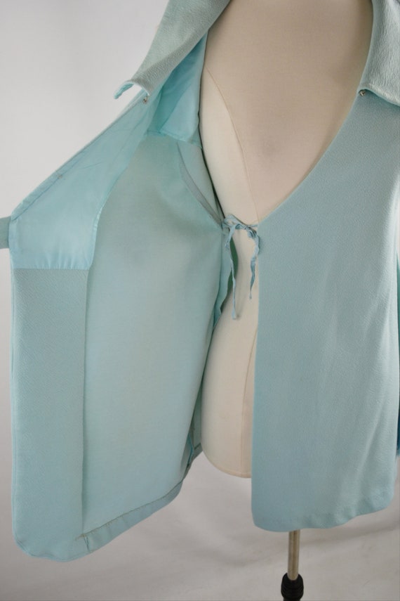 1960s/1970s Mint Blue Sleeveless Wrap Dress, Tass… - image 7