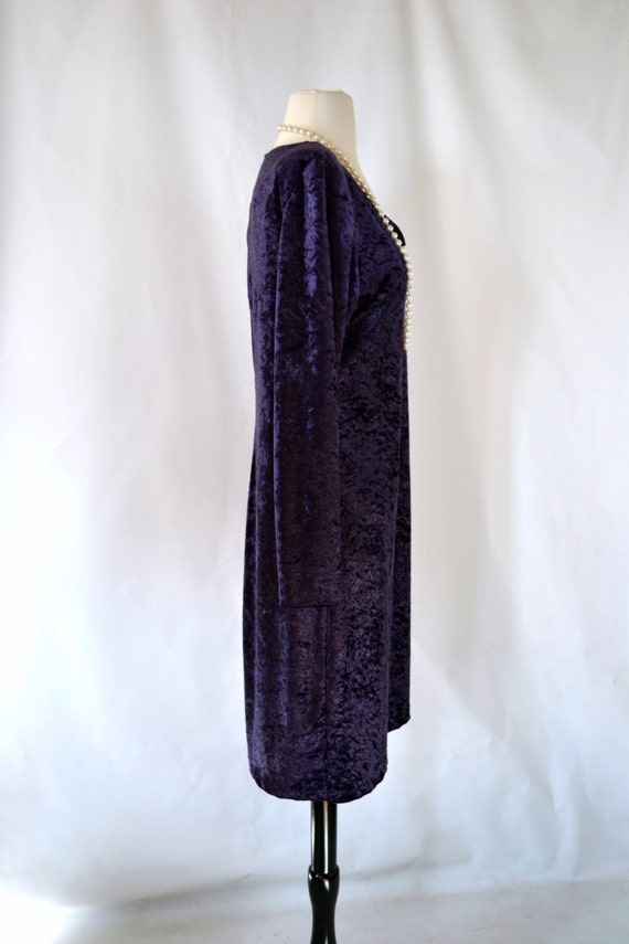 1980s Deep Purple Crushed Velvet Dress by Molly M… - image 6