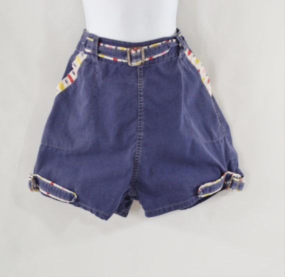 1970s Girls Blue Cotton Play Shorts